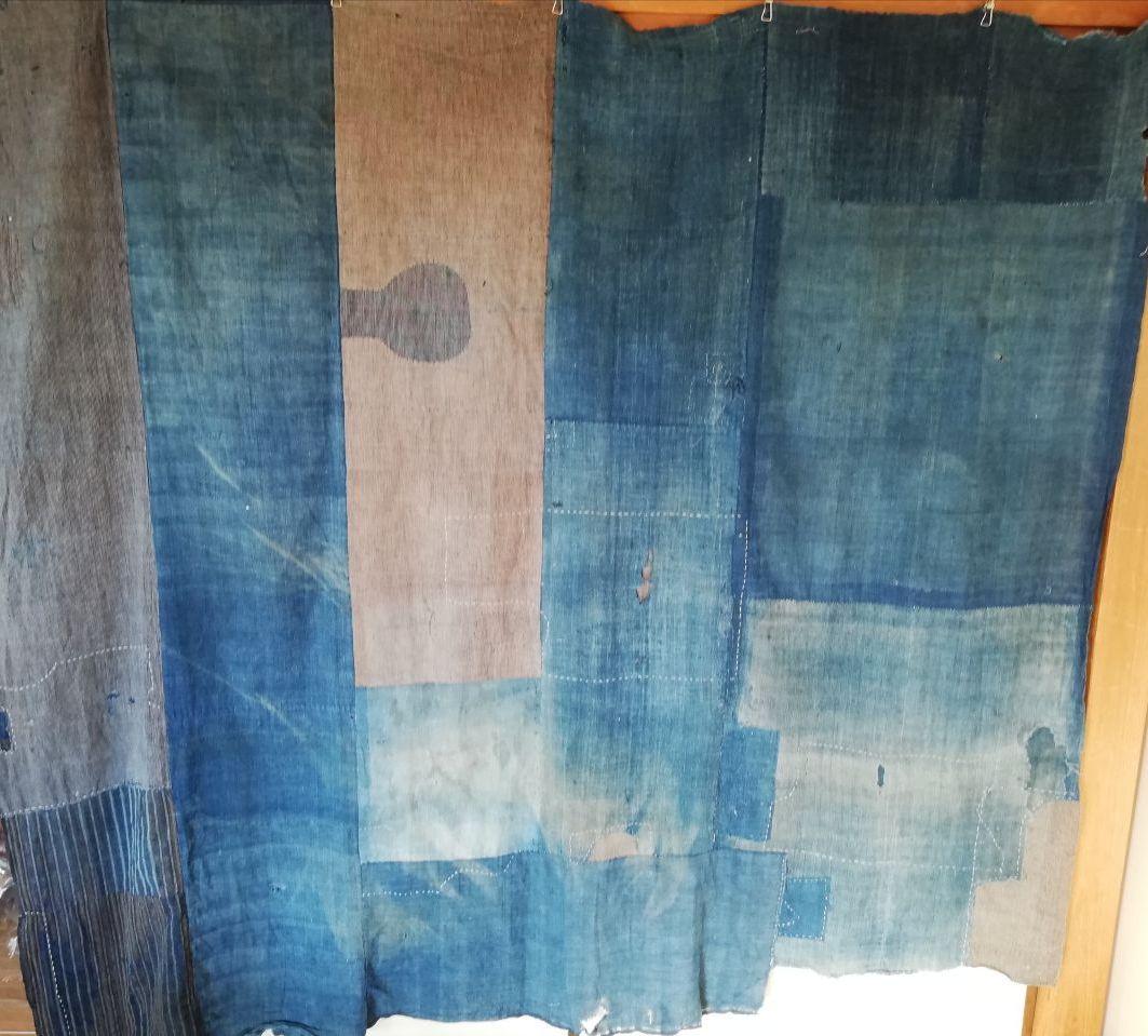 追加画像　B2 襤褸大判6幅　つぎはぎ藍染の布団皮　らんる