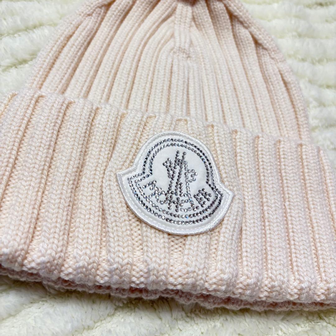 モンクレ　ニット帽　ビーニー　アイボリー　キラキラ