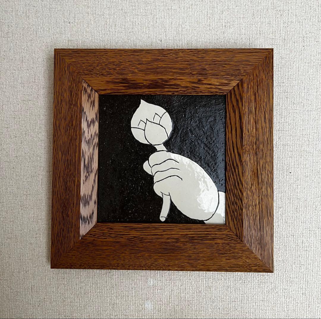 岩井窯　山本教行さんの「蓮華」の陶板。