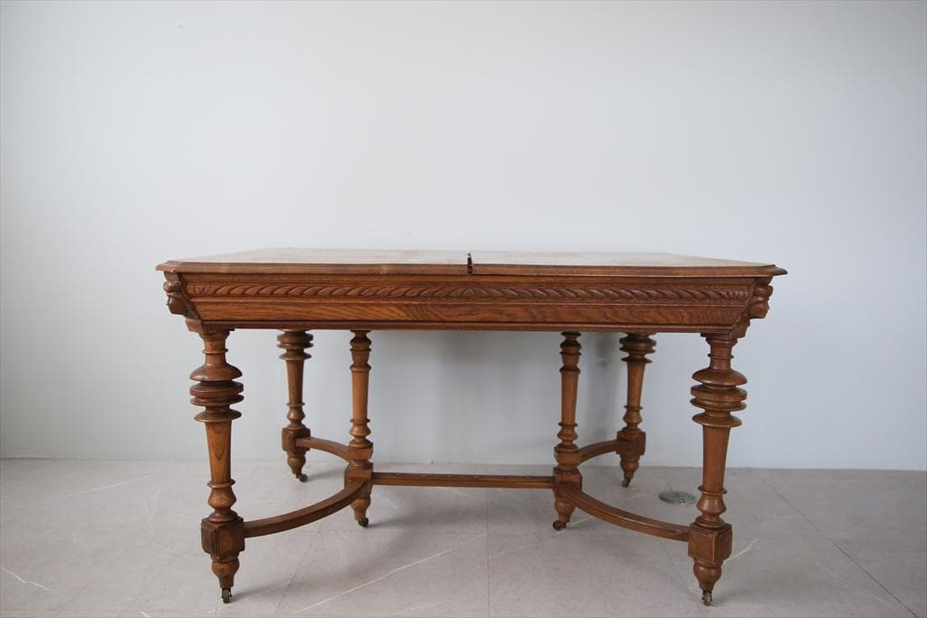 フランスアンティーク木製ダイニングテーブル/机/作業台デスク/飾り棚86-171