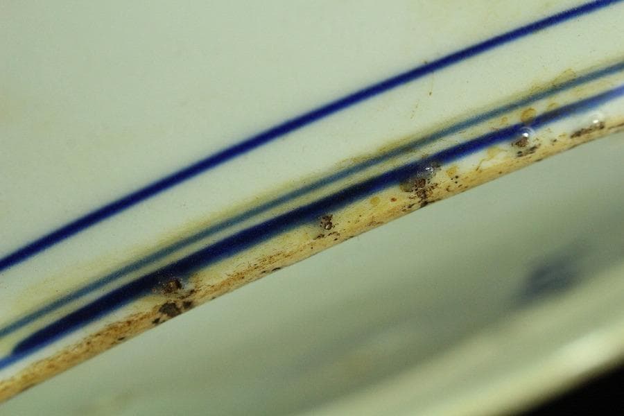 染付 明治 大正時代 大皿 文明開化 風景画 希少(K-YC476)