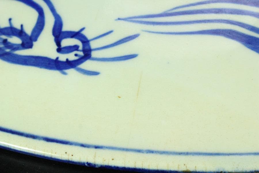 染付 明治 大正時代 大皿 文明開化 風景画 希少(K-YC476)
