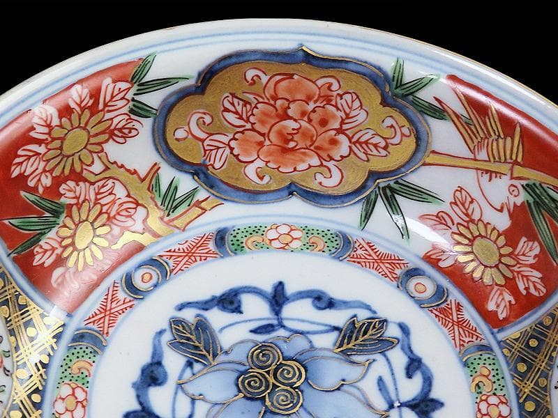 大聖寺伊万里　金襴手　窓絵　花鳥紋の図　春寒鉢　膾皿　５客　C770AS-CZt