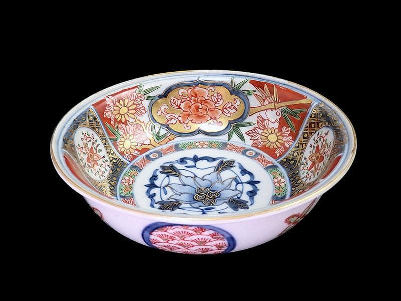 大聖寺伊万里　金襴手　窓絵　花鳥紋の図　春寒鉢　膾皿　５客　C770AS-CZt