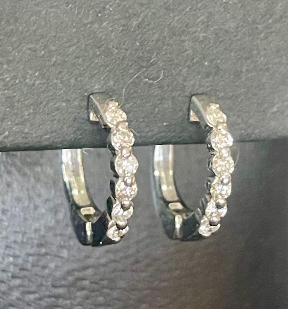 GSTV k14WGダイヤモンド0.15ct フープピアス　中折れ