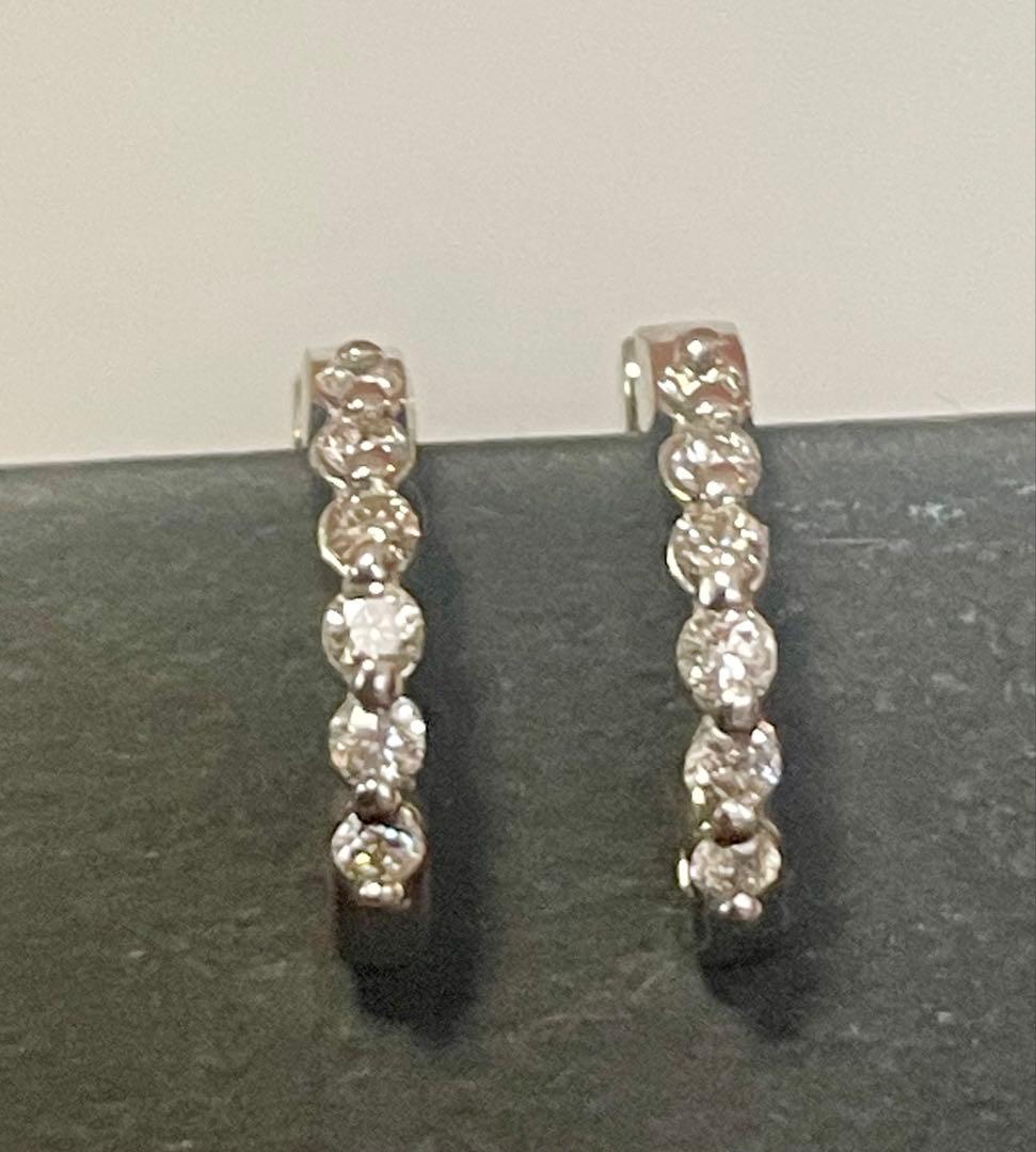 GSTV k14WGダイヤモンド0.15ct フープピアス　中折れ