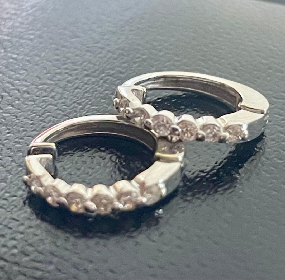 GSTV k14WGダイヤモンド0.15ct フープピアス　中折れ