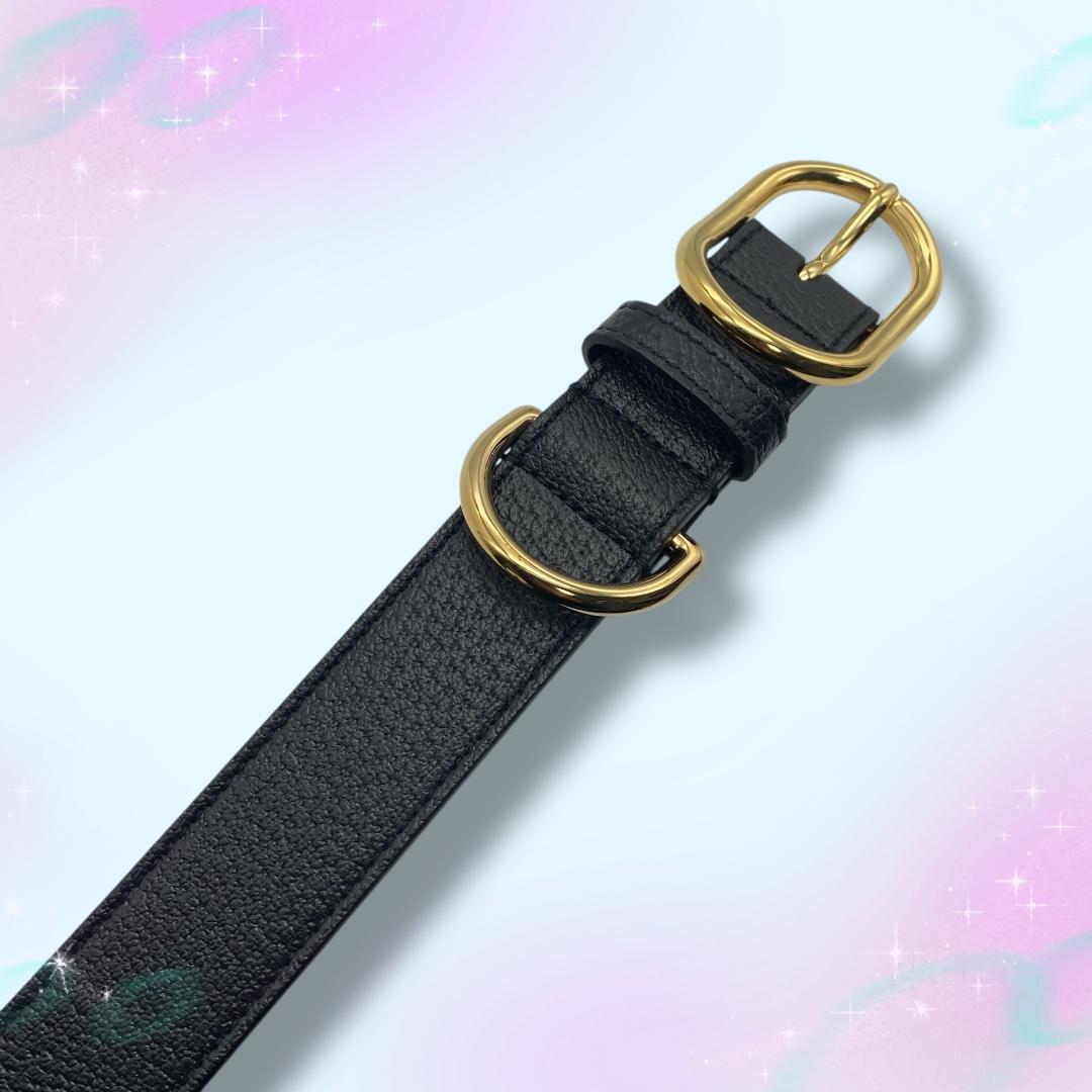 おそらく未使用 グッチ 首輪 Lサイズ 大型犬用 インターロッキングG レザー