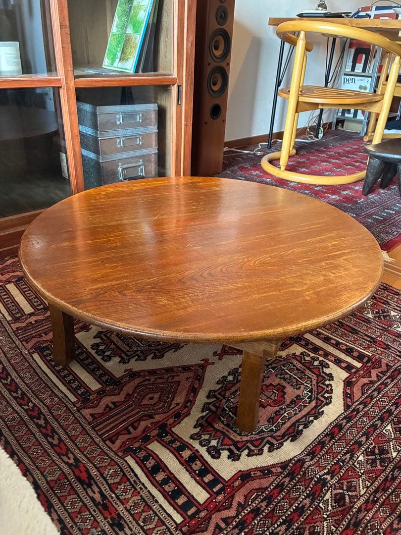 大きめサイズ 丸ちゃぶ台 折り畳み 古道具 古家具 昭和 アンティーク