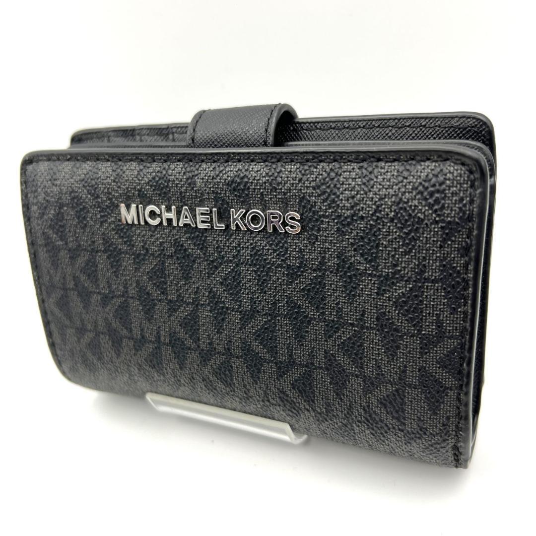 未使用マイケルコース★2つ折りスモールウォレット 折財布 シグネチャーPVC 黒