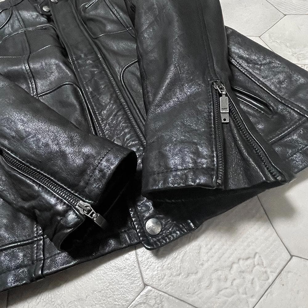 定価10万円 イタリア製 ガス【GAS】羊革 モーターサイクルジャケット L 黒