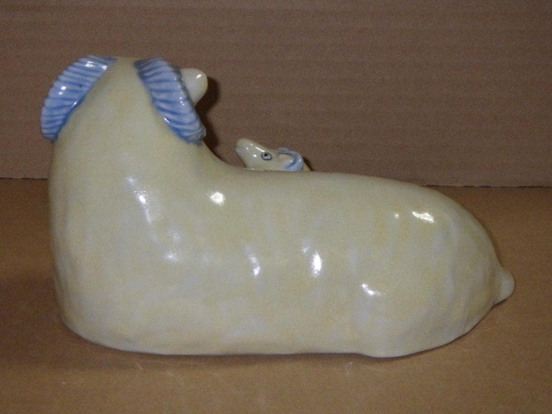 新品 浅倉五十吉 九谷焼 慕情 未 羊 ひつじ 共箱 陶製置物 フィギュリン