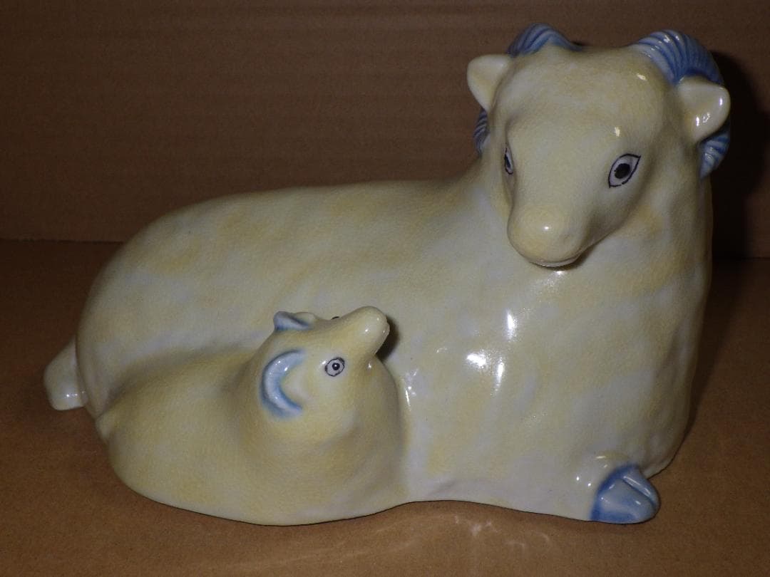 新品 浅倉五十吉 九谷焼 慕情 未 羊 ひつじ 共箱 陶製置物 フィギュリン