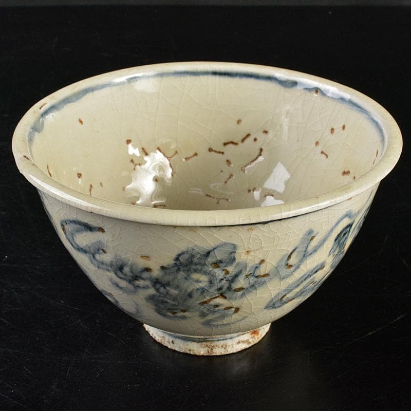 九谷焼　古九谷　染付　神獣文　鉢　時代箱付　V　R7217