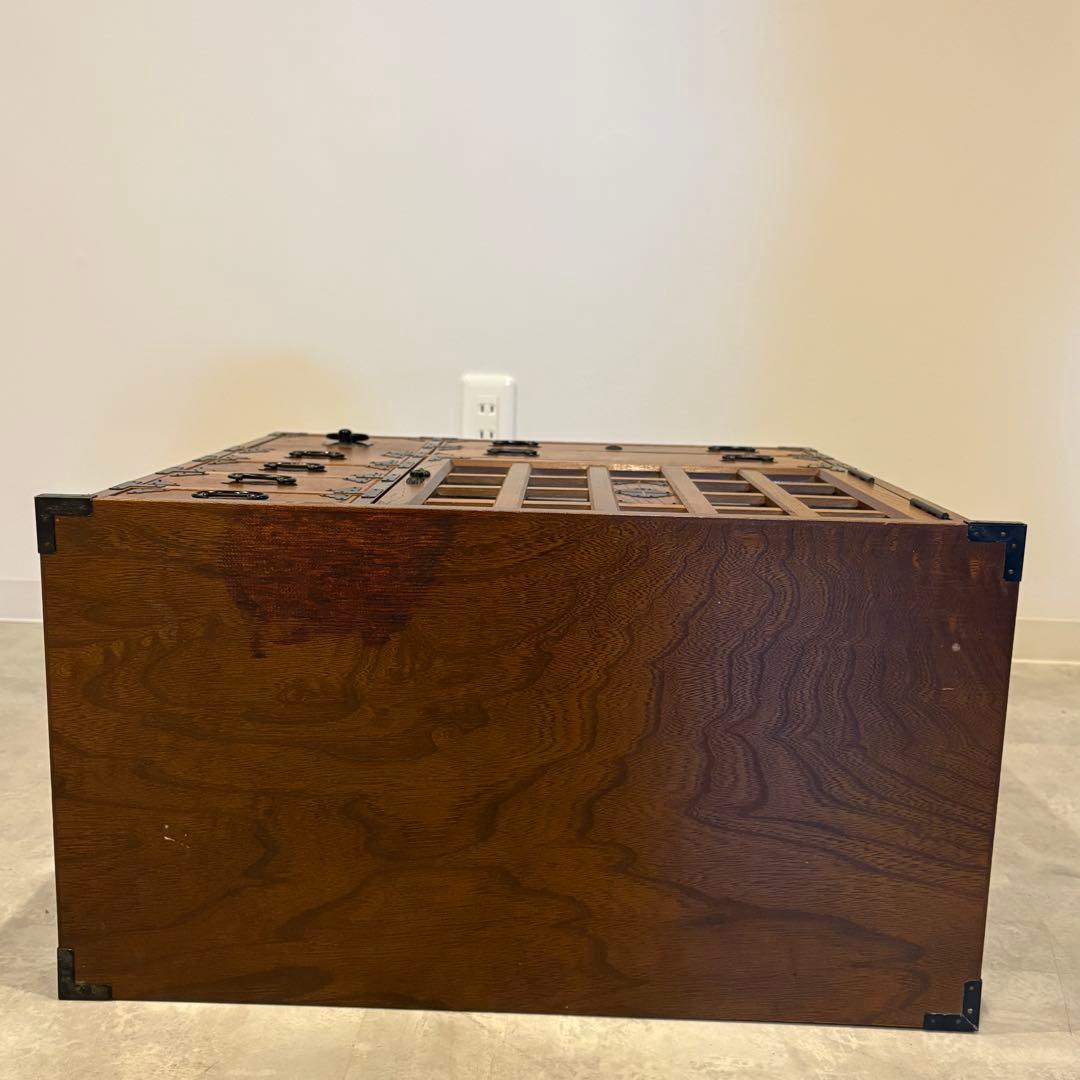 茶箪笥　和箪笥　収納棚　小箪笥　ガラス扉付き　レトロ　茶棚