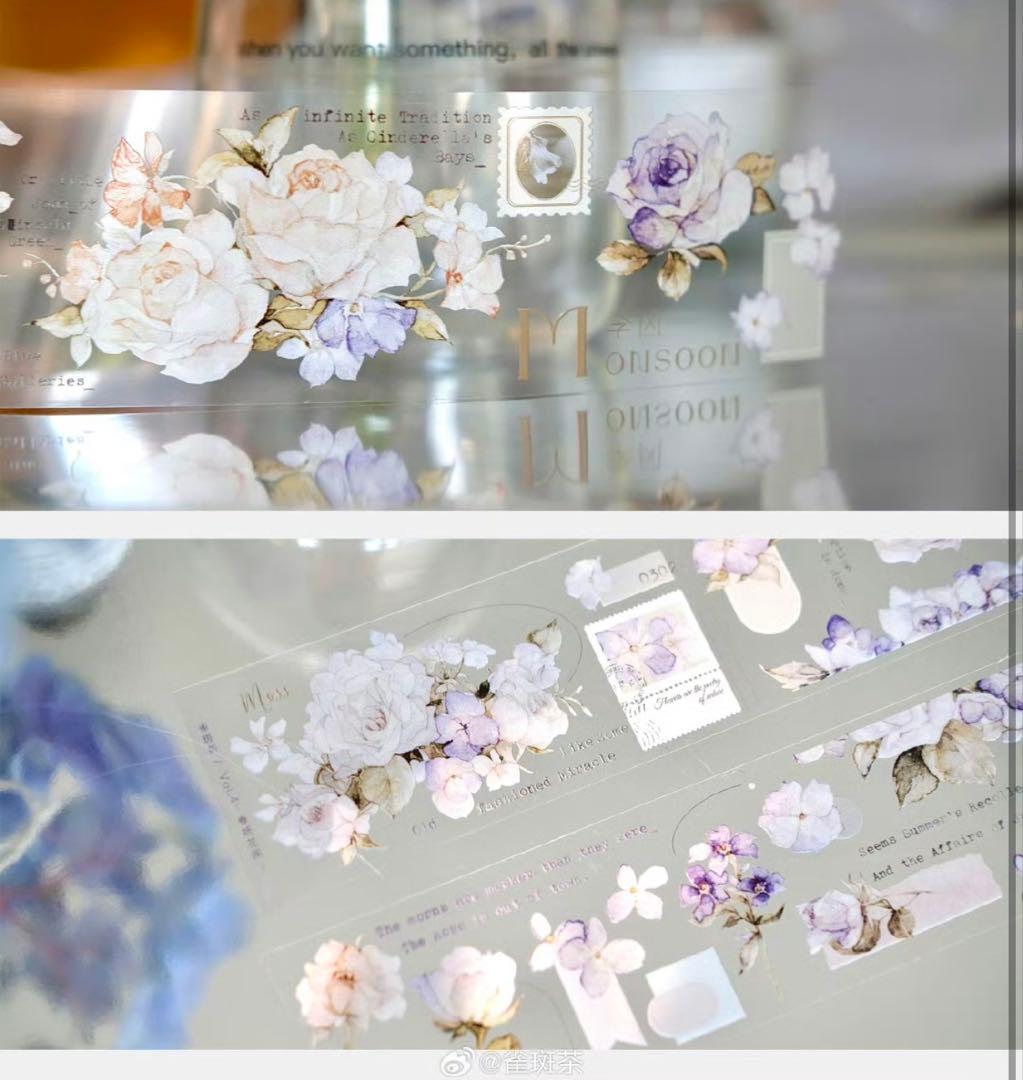 海外　マスキングテープ　雀斑茶 新作4点+おまけ4点⚠️亮面pet（48.210）