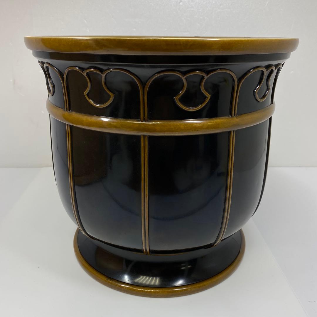 金谷五郎三郎　黒唐銅蓮萌式火鉢　共箱　トトサカ　東さ7-0315☆2F