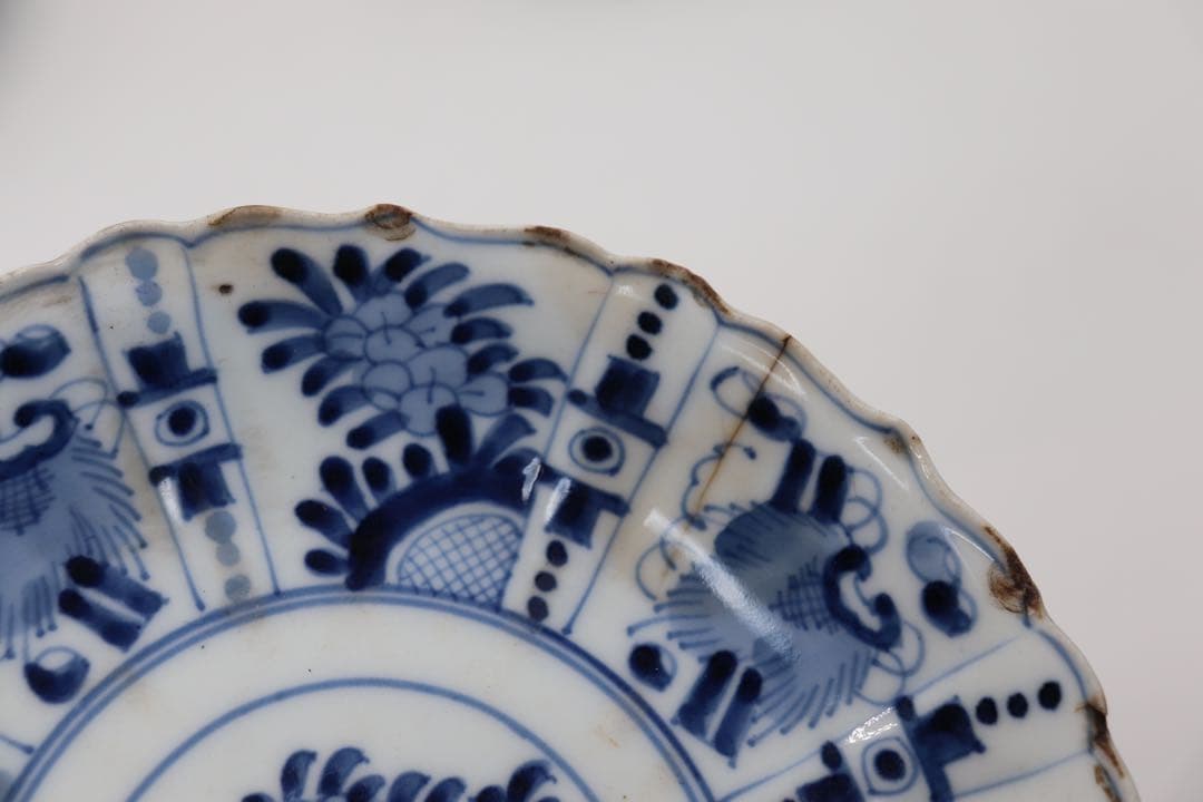 中国　明時代　染付花卉昆虫紋皿3点　送料込み0201