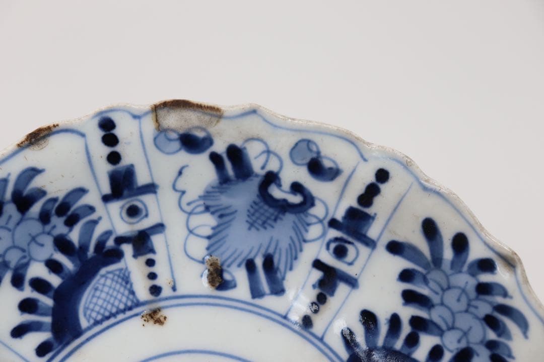 中国　明時代　染付花卉昆虫紋皿3点　送料込み0201