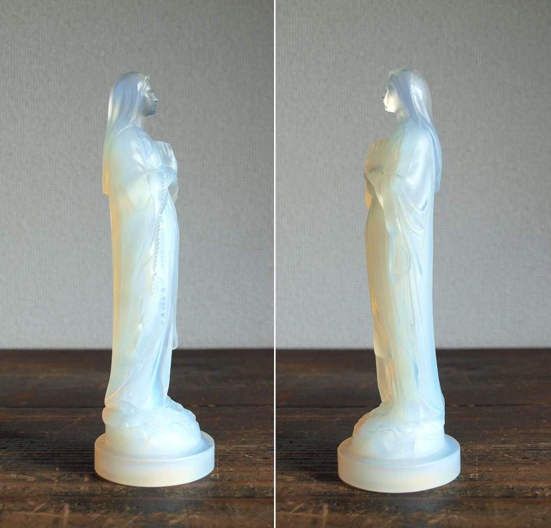 美しいオパールガラス ルルドの聖母像 フレンチ・アール・デコ 工藝/K073