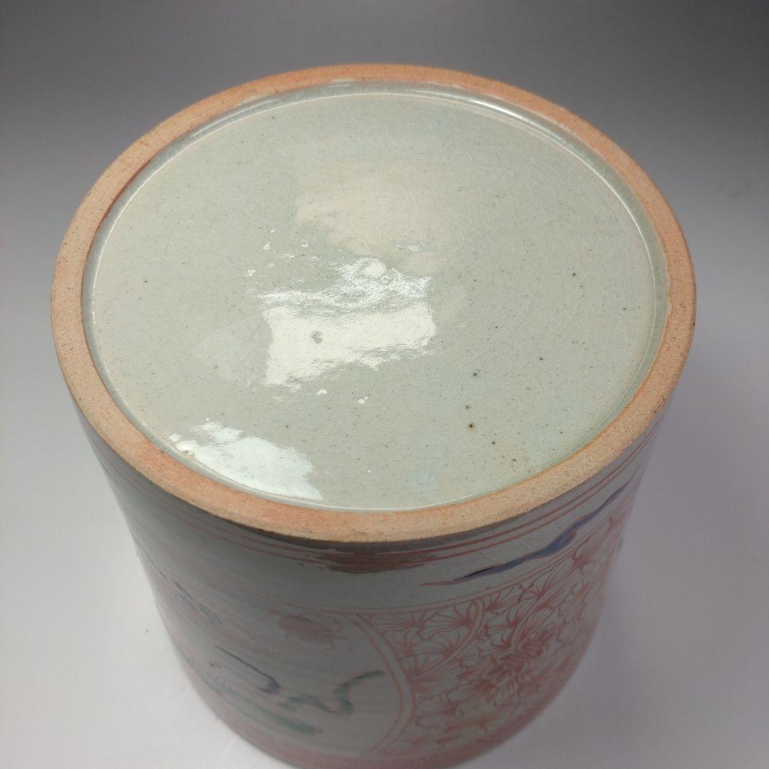 イ35 水指『八幡窯　赤絵水指』『共箱』茶道具