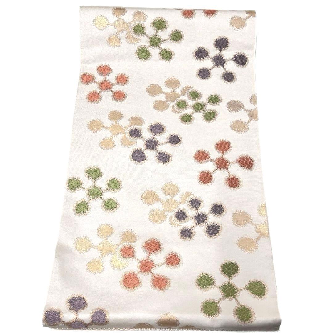 未着用　全通　袋帯　唐織　梅花模様　花模様　着物　093a p