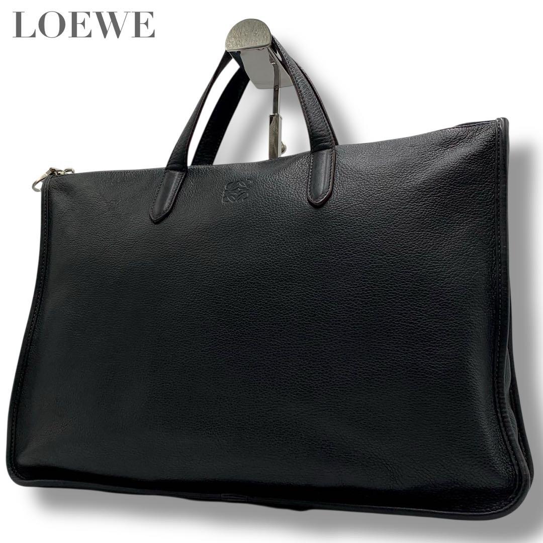 美品✨ロエベ ビジネスバッグ トレド アナグラム ロゴ A4可 レザー ブラック