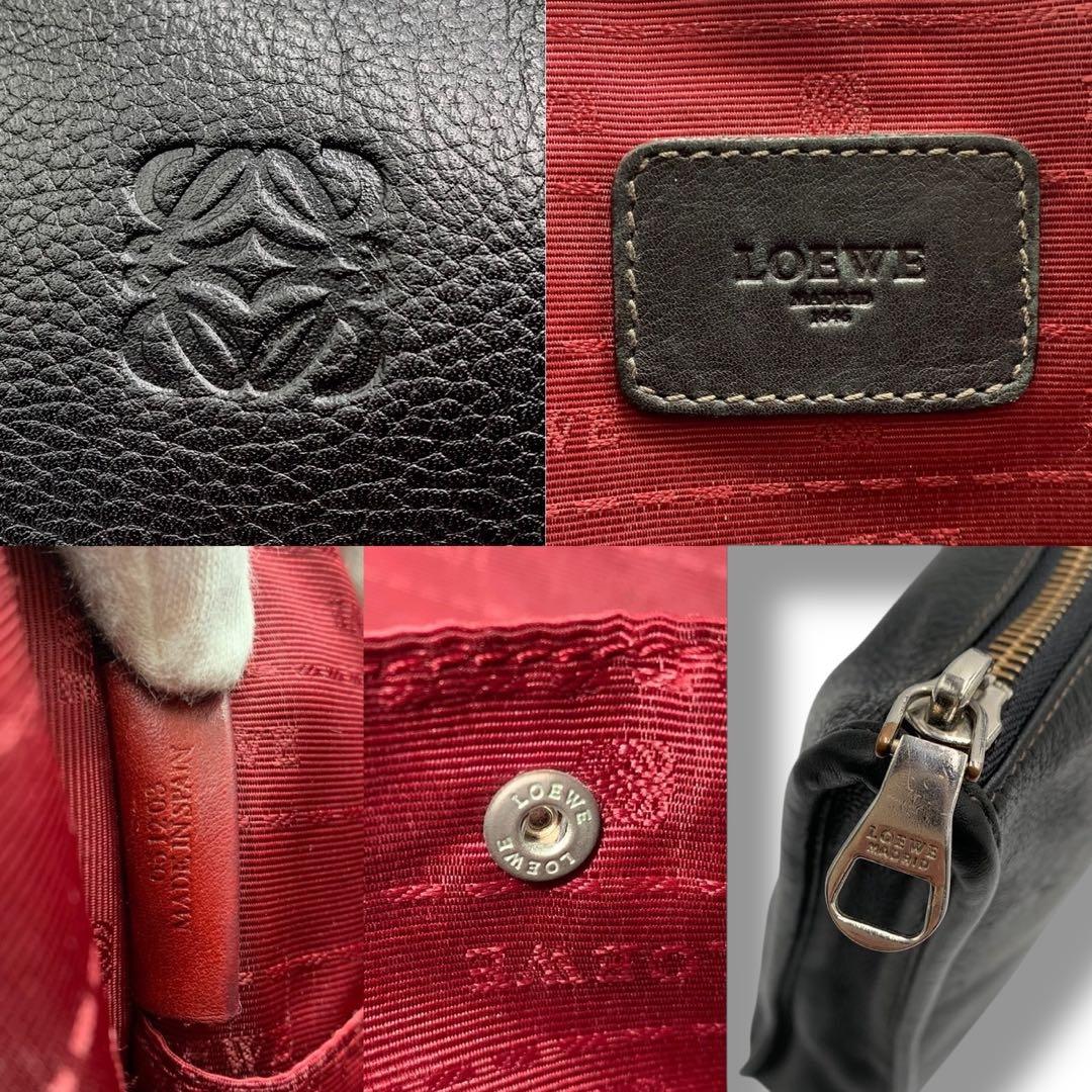 美品✨ロエベ ビジネスバッグ トレド アナグラム ロゴ A4可 レザー ブラック