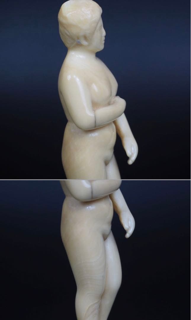 送料無料　レア物　マッコウクジラ　抹香鯨　鯨歯彫刻２体