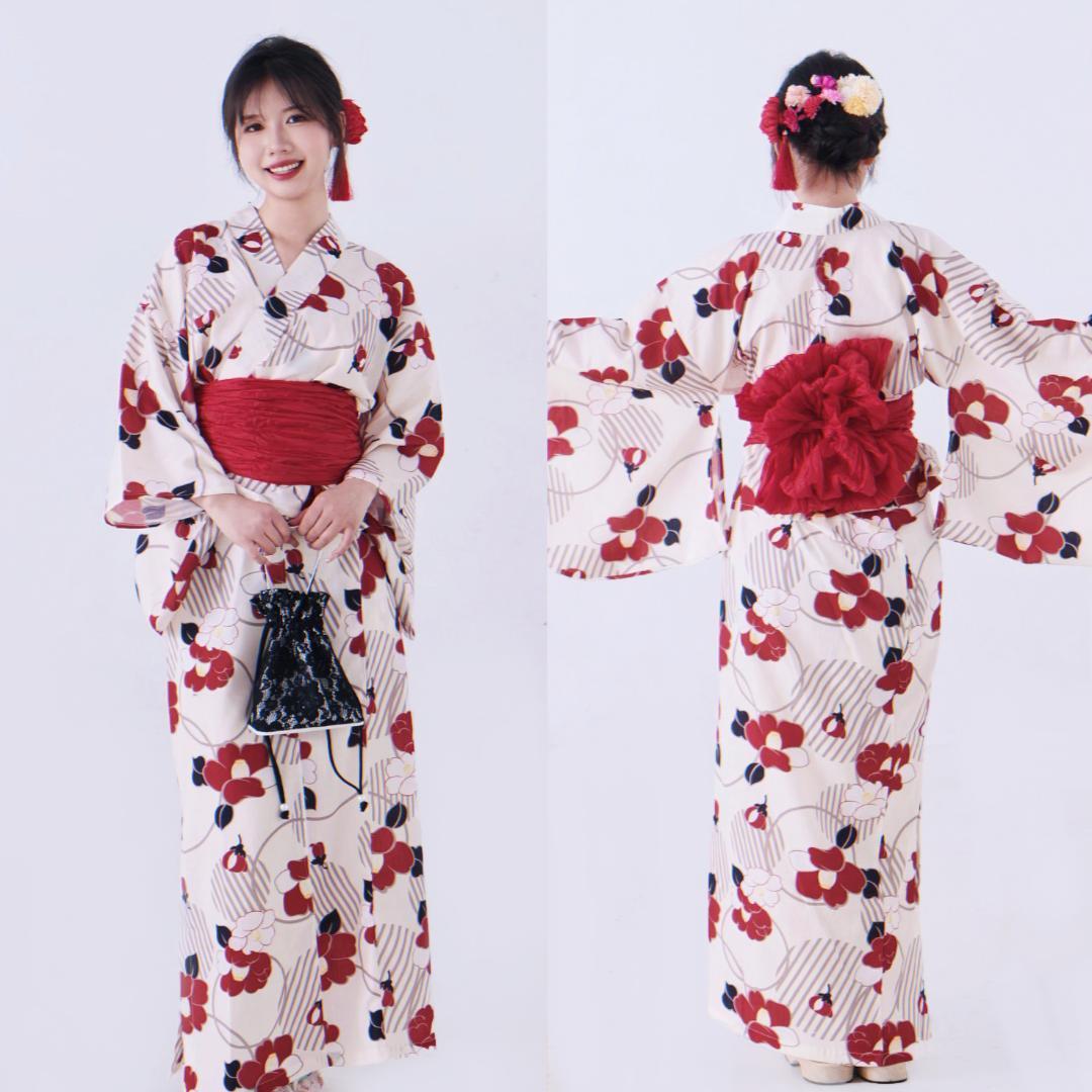 浴衣帯セット 二部式浴衣 浴衣ワンピ 3点セット セパレート浴衣 花見 D027