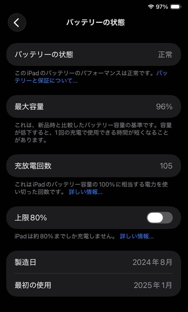 【美品】 Apple iPad mini A17 Pro 128GB 96%