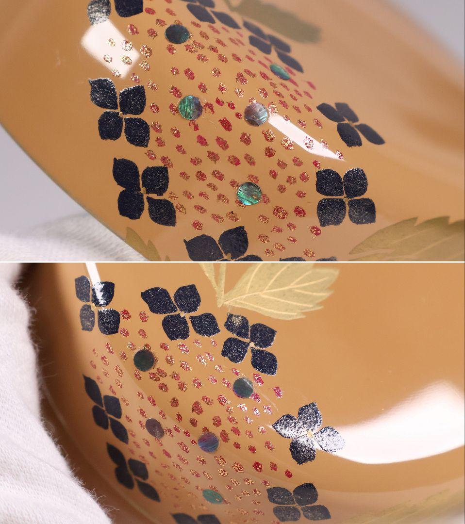 茶道具 中出松峰 白塗 紫陽花蒔絵 中棗 木製 共箱 漆芸 螺鈿【MA913】