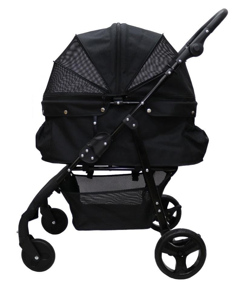 多頭用耐荷重30kg！ココハート ４輪ペットカート/甘えん坊バギーBIG 黒