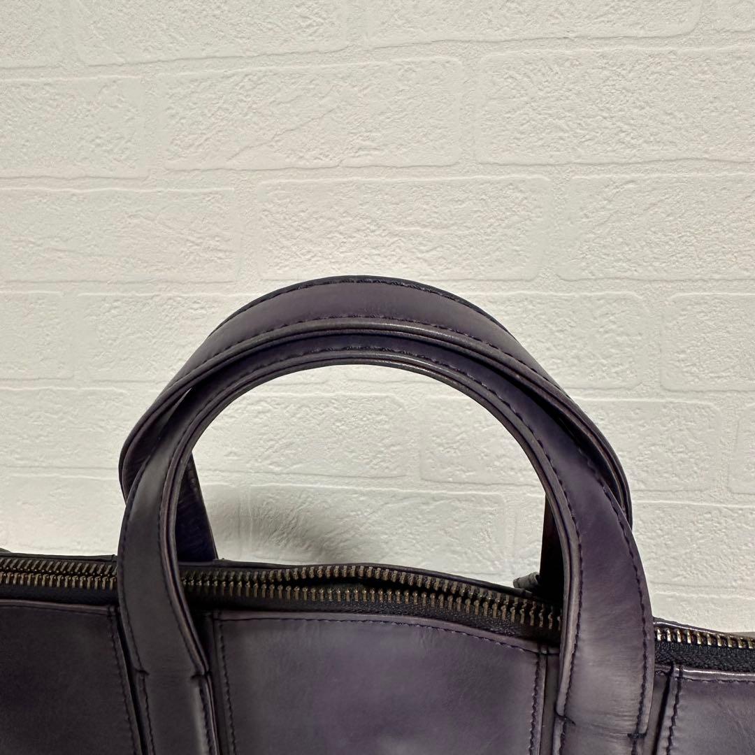 マザーハウス　アンティークスリム　ビジネスバッグ　ネイビー　レザー