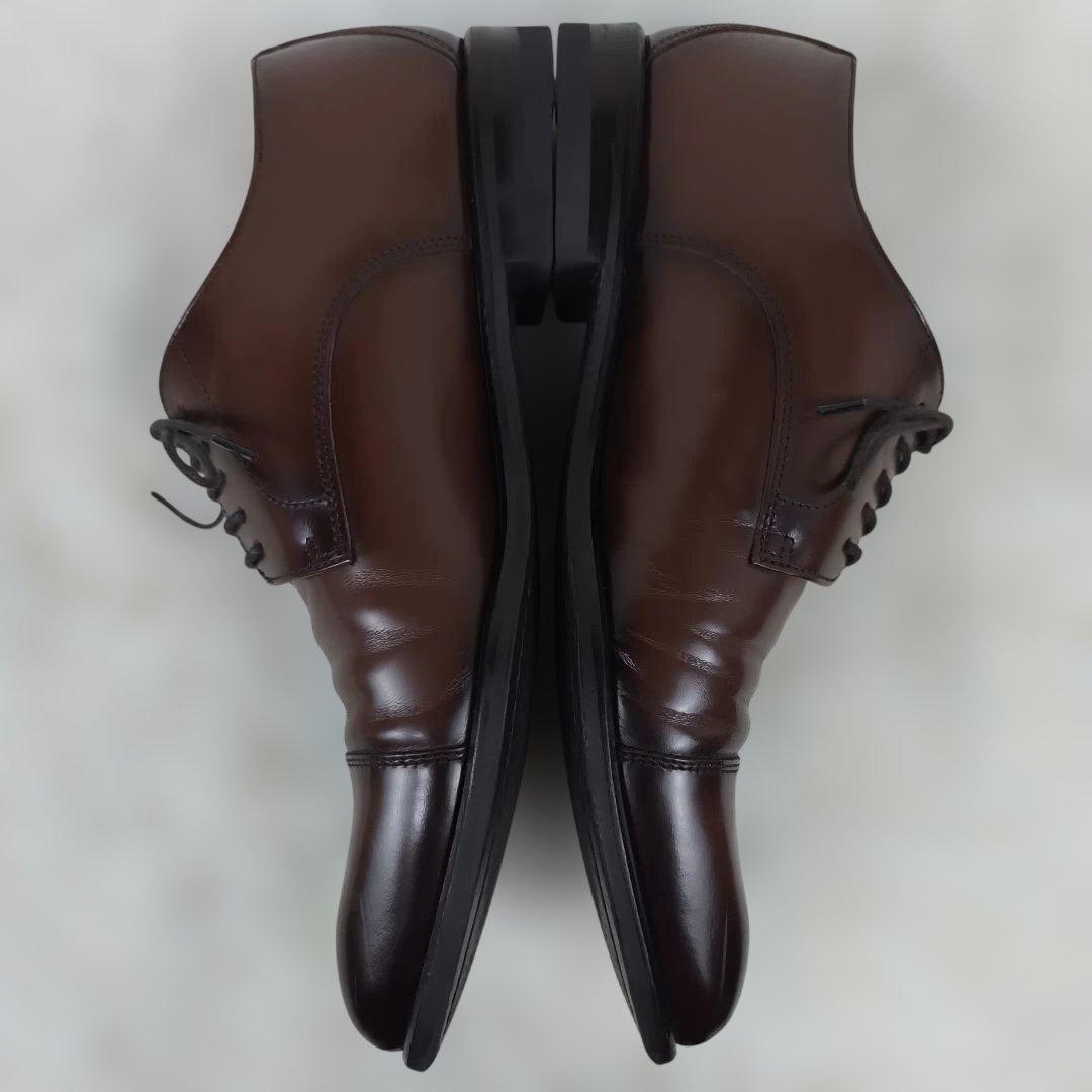 ✨極美品✨リーガル ドレスシューズ 外羽根 ストレートチップ ガラスレザー 茶色