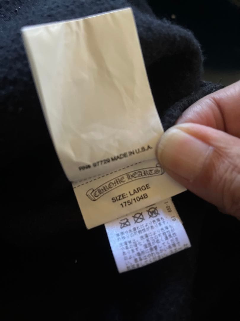 クロムハーツ Y NOTネイビー スエット セメタリークロス レザー Tシャツ