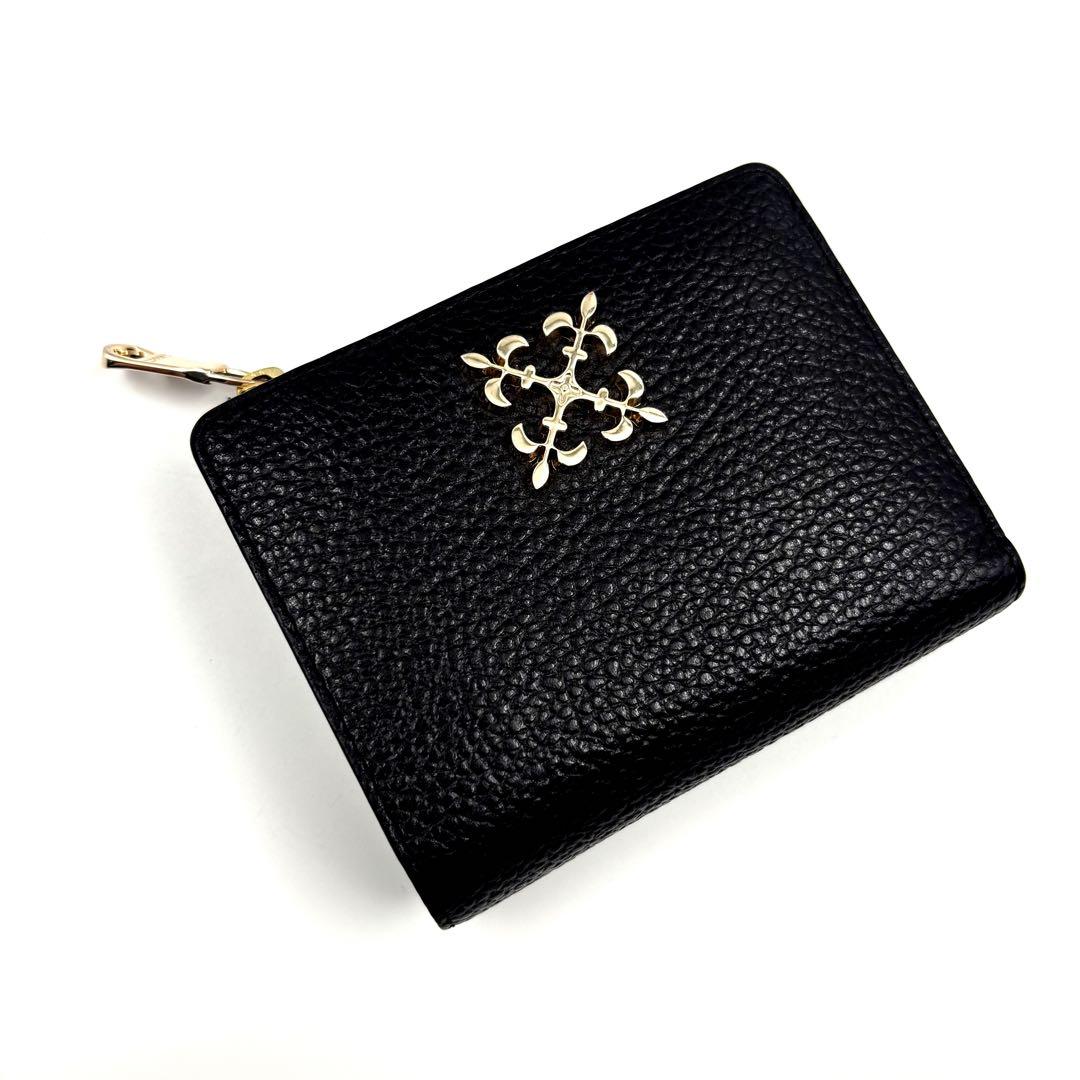 ✨未使用品✨　russet モノグラムプレート L字ファスナー　折り財布　シボ革