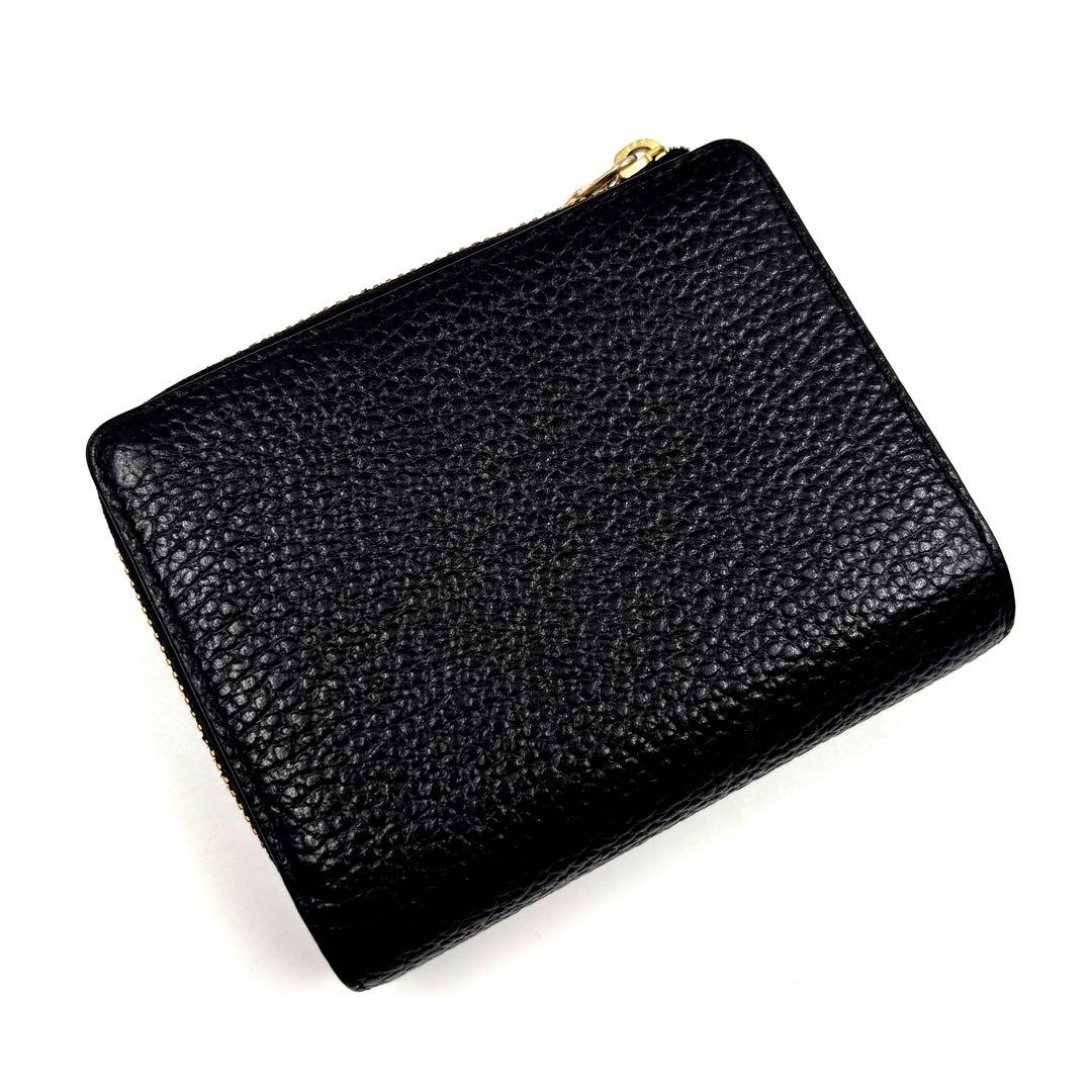 ✨未使用品✨　russet モノグラムプレート L字ファスナー　折り財布　シボ革