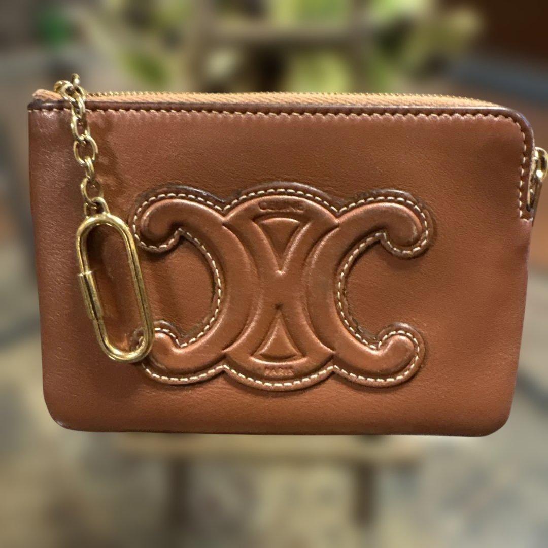 [CELINE]セリーヌケース トリオンフ　キーリング付きレザー