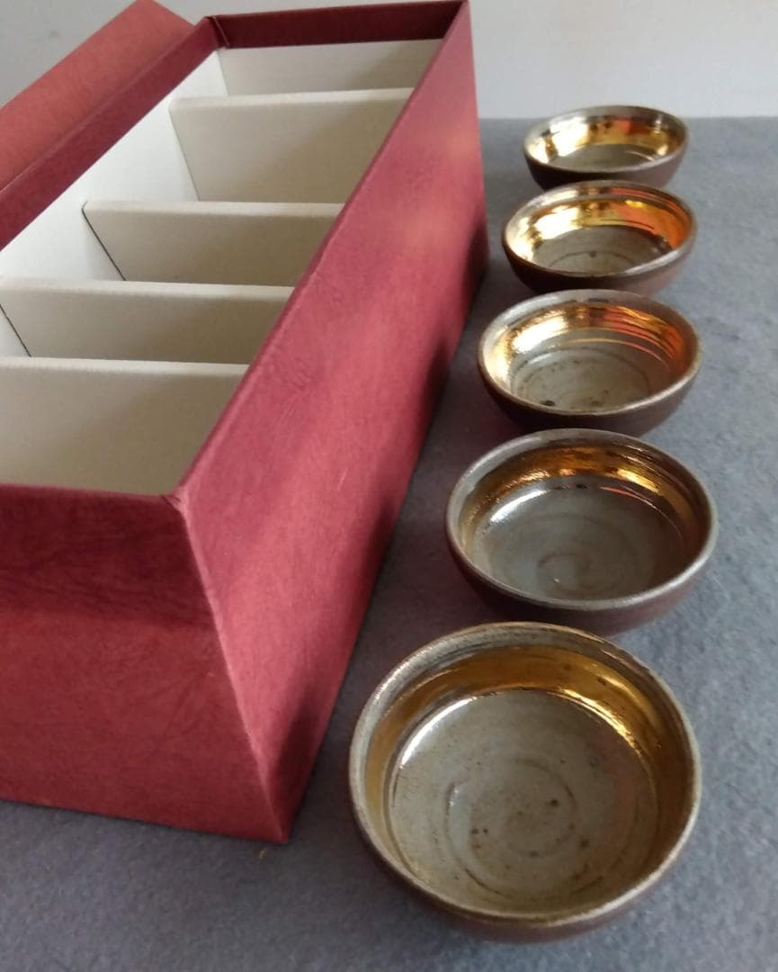 越前焼名工　桝田屋光生　ぐい飲み金盃五客セット