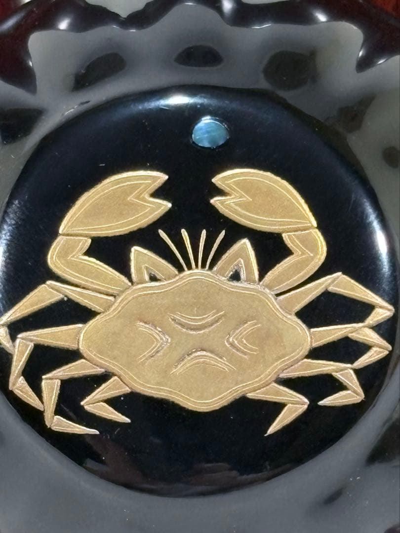 輪島塗　山田満佐博作　菊型 乾漆香合　蟹　美品　共箱　茶道具　送料込