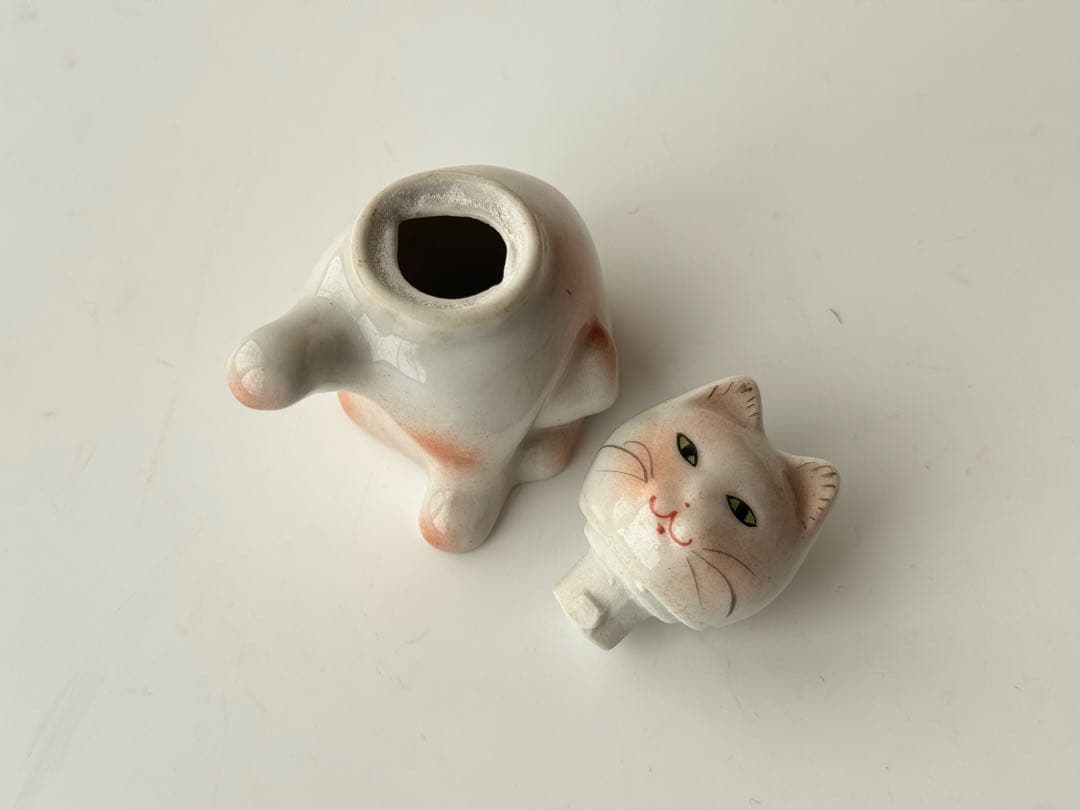 アンティーク 骨董 猫 陶器製 置物 醤油差し 中国 ヴィンテージ