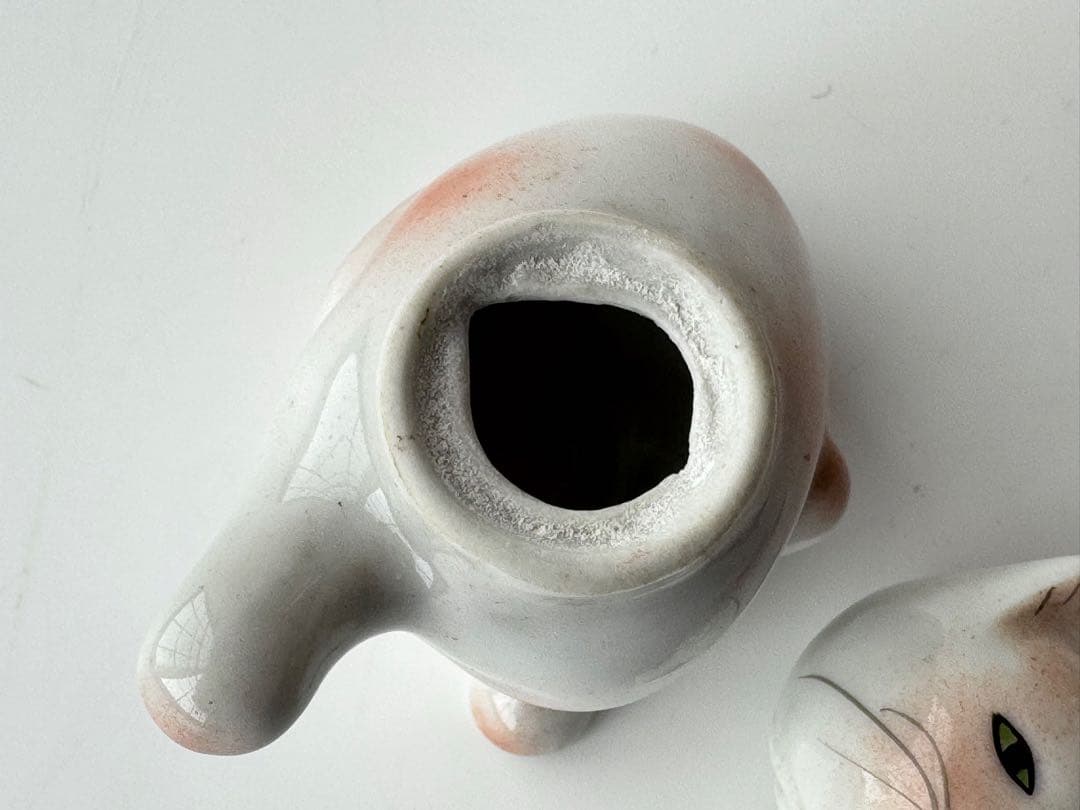 アンティーク 骨董 猫 陶器製 置物 醤油差し 中国 ヴィンテージ