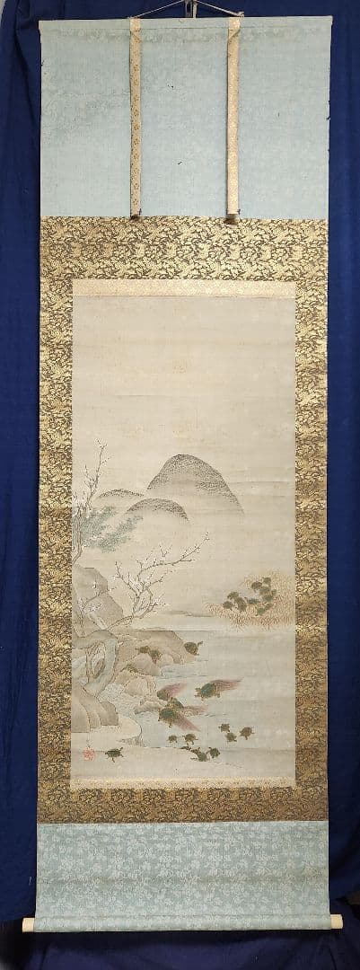 【長寿郡亀図】土佐光芳 2605　掛け軸　百亀　肉筆