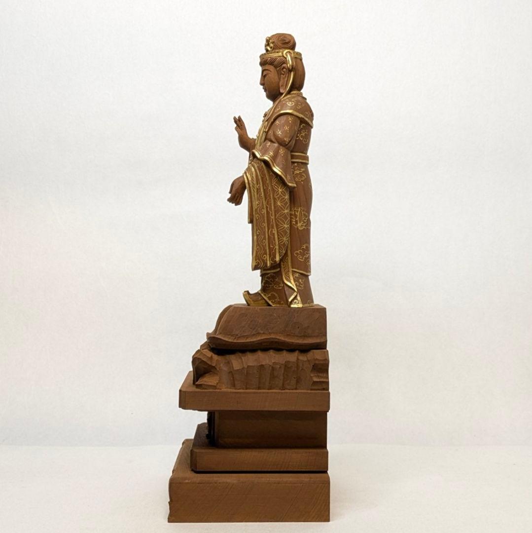 【フォロー割・新品】 帝釈天　金泥　紅檀　総高さ約27.5㎝　インドラ　帝釈