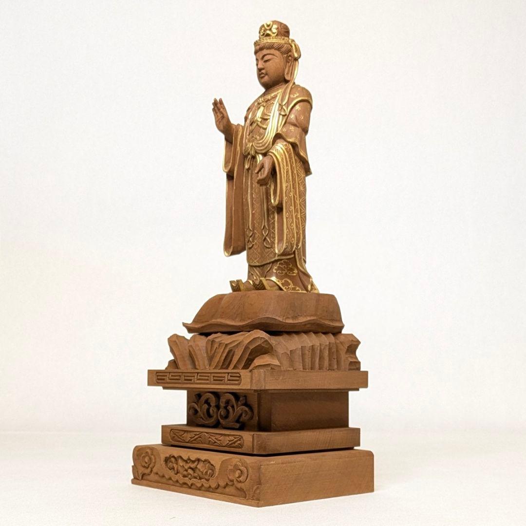 【フォロー割・新品】 帝釈天　金泥　紅檀　総高さ約27.5㎝　インドラ　帝釈