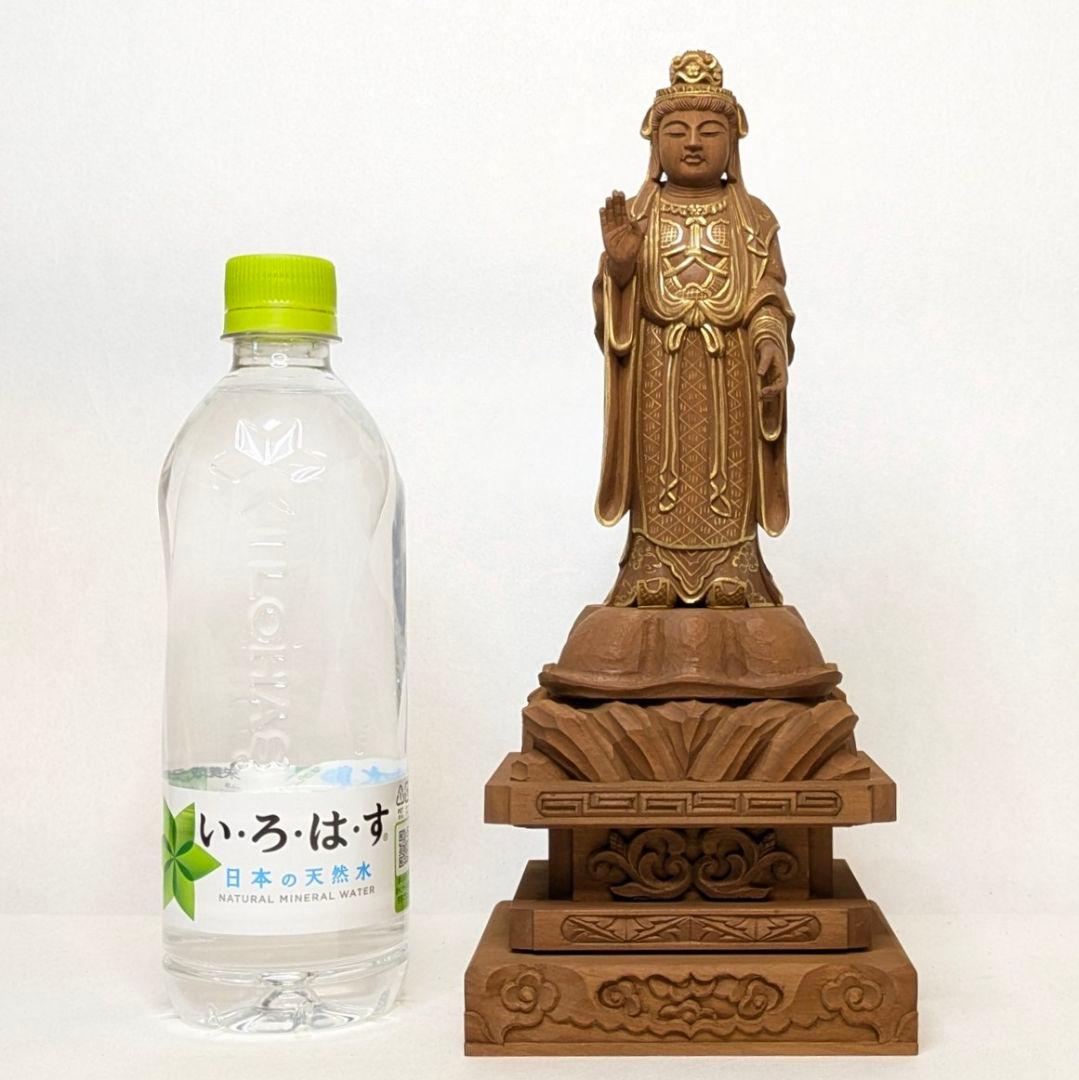 【フォロー割・新品】 帝釈天　金泥　紅檀　総高さ約27.5㎝　インドラ　帝釈