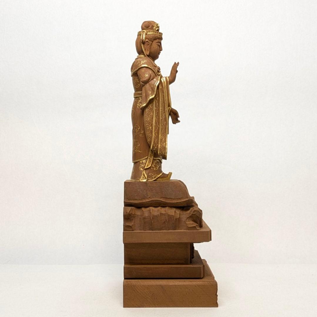 【フォロー割・新品】 帝釈天　金泥　紅檀　総高さ約27.5㎝　インドラ　帝釈