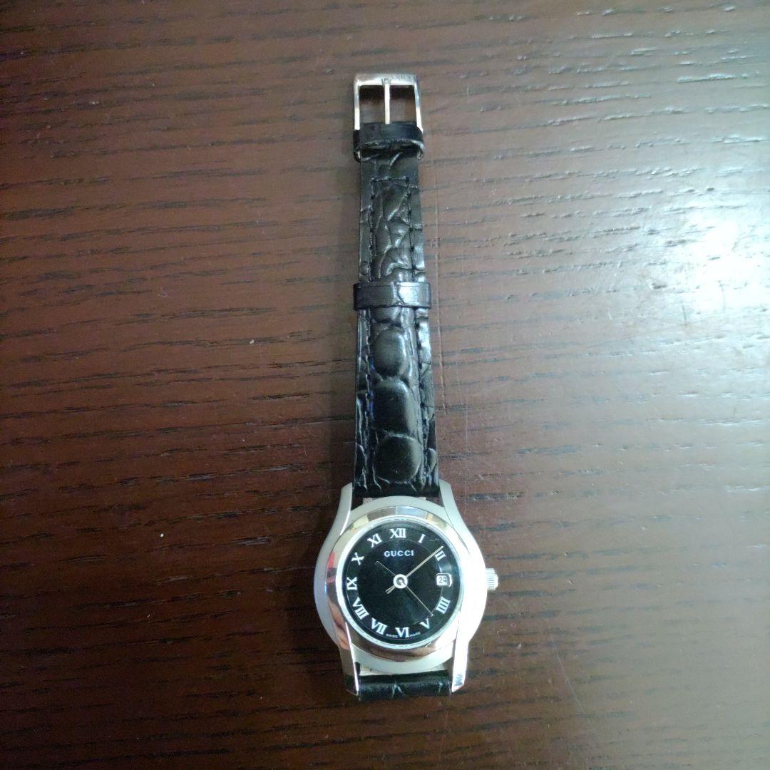 グッチ　5500L レザー　腕時計　レディース　黒革