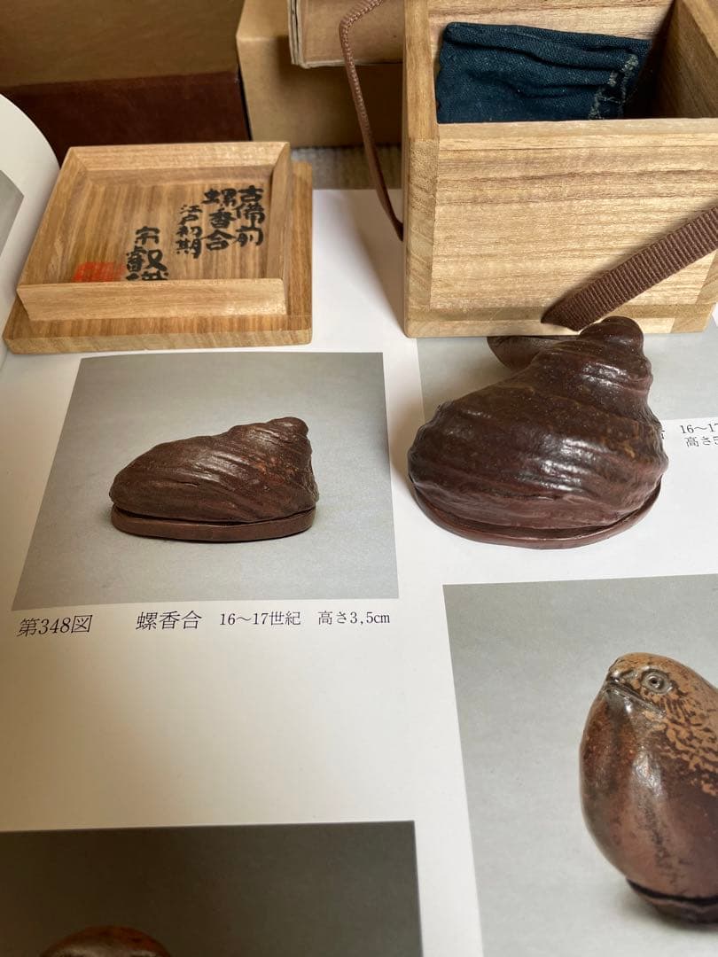 古備前螺香合 岡田宗叡 織箱 古備前のすべて掲載品 P.316 江戸時代初期